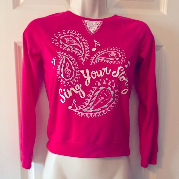AMERICAN GIRL Sing Your Story Pink Sweatshirt Size 7/8 - Picture 1 of 3